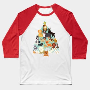 Dog Christmas Tree Baseball T-Shirt